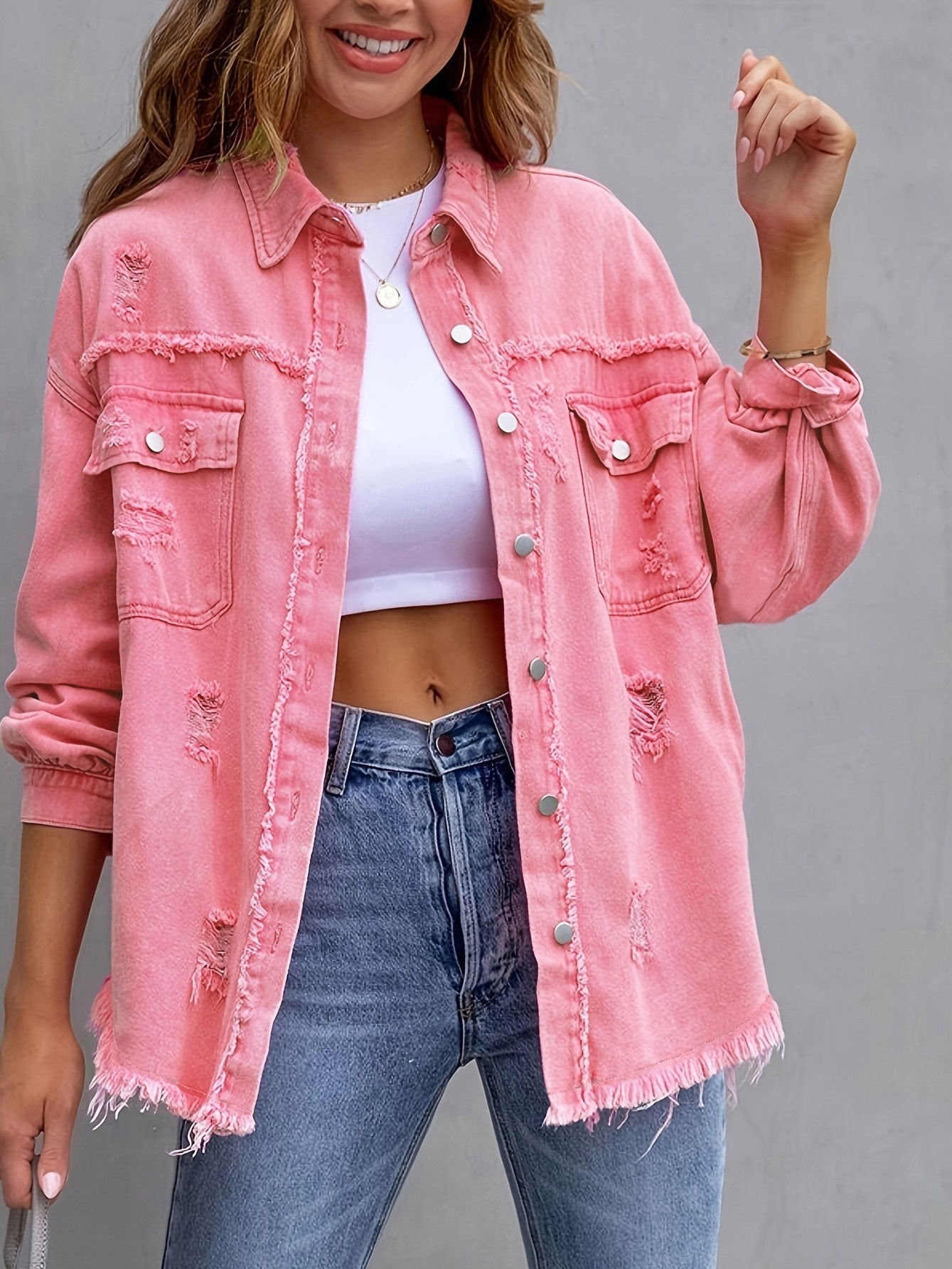 Veste Chemise Denim Déchirée