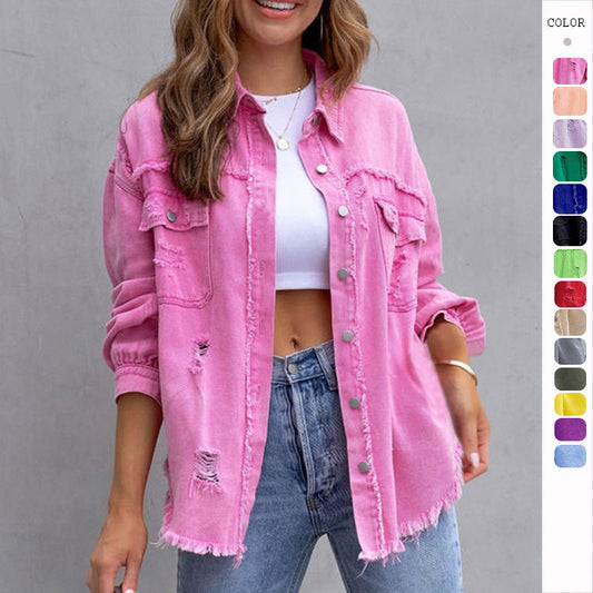 Veste Chemise Denim Déchirée
